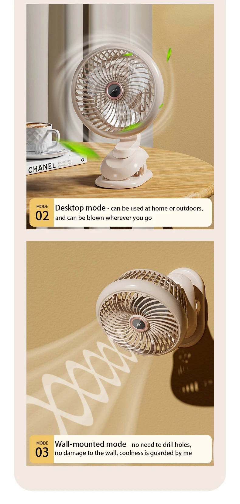 Control Portable Mini Fan, 2400mah, 5V, 5W - detail 8