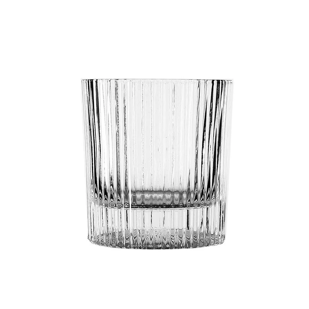 Vintage embossed whiskey glass Creative vertical striped  thick bottom whiskey glass beer glass fruit juice glassware
