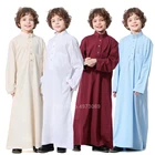 Islamic Cheap Wholesale Pure Color Stand-up Collar Long Sleeve Boys Muslim Islamic Clothing Prayer