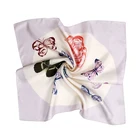 New Scarf Wensli New Arrival In Stock Scarves Purple Matte Silk Nano Scarf With Butterflies