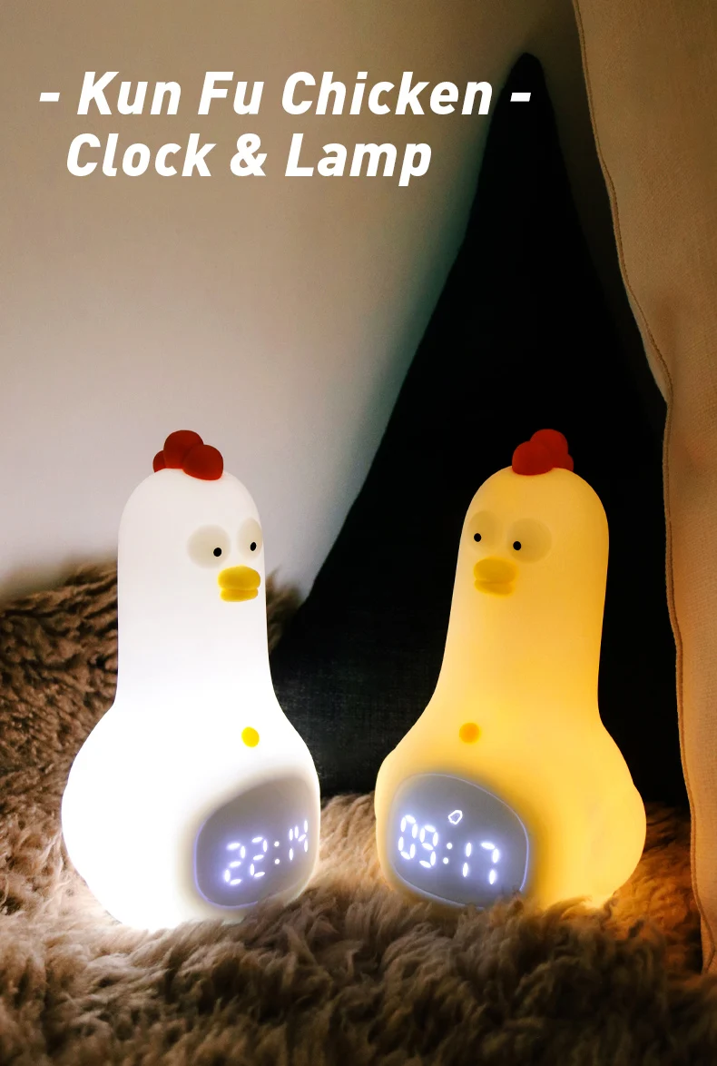 Animal Design Battery Digital Smart Kids Kung Fu Chicken Alarm Clock