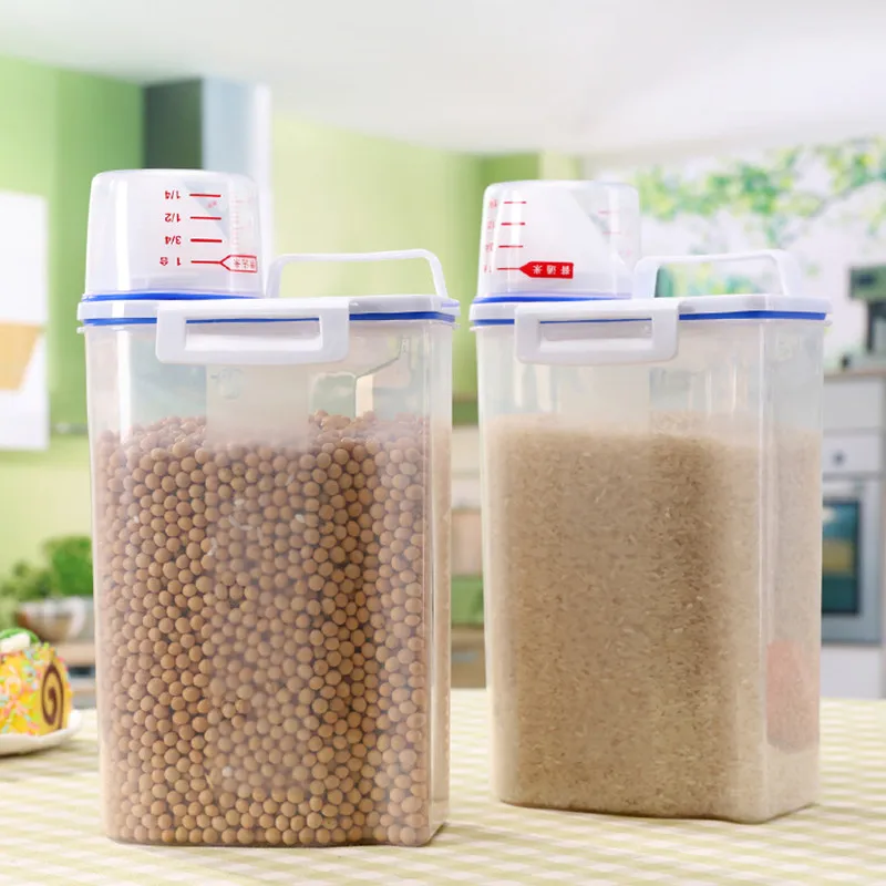 Plastic Transparent Home Kitchen Grain Rice Storage Box Dry Food Cereal Bucket Container