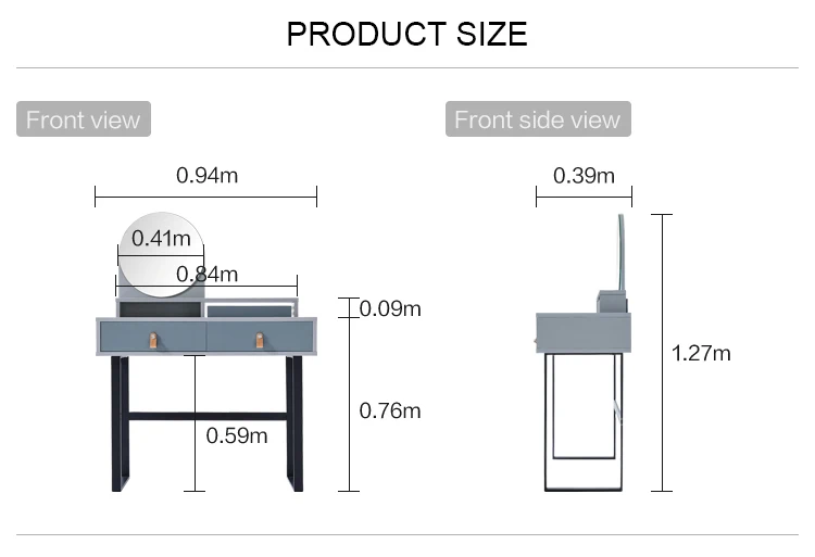 Linsy Modern Adult Nordic Bedroom Solid Wood Makeup Desk Vanity Table Small Blue Mirror Dresser Dressing Table For Girls FT1C