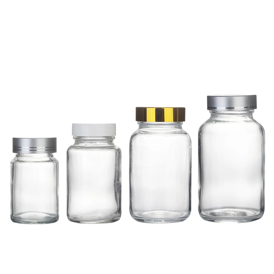 Health Product Capsule Bottle Custom 75 120 150 200ml Tablet Pills Capsule Glass Bottle Packaging Medical Bottle Jars