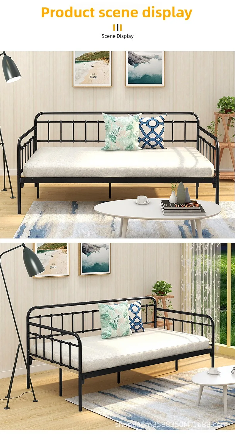 product european style childrens spliced bed modern iron art sofa guardrail dual use iron frame bed directly manufactured by producer-6