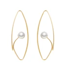 Pearl New Design Earrings 2021 New Fashion Geometric Design Natural Pearl 10K Gold Women's Earrings