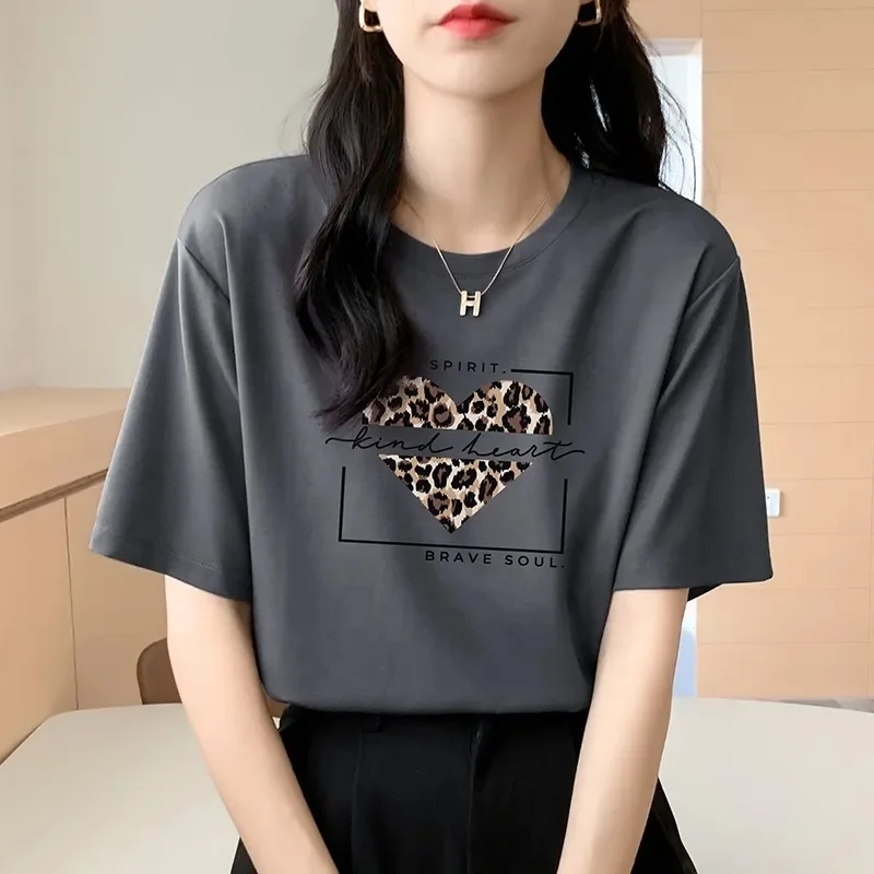 Wholesale new mid-length short-sleeved T-shirt fashion women's T-shirt summer leisure cotton t-shirt