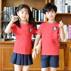 School British Style Nursery School Uniform Short Sleeve T-shirt Suit School Uniforms Manufacturers