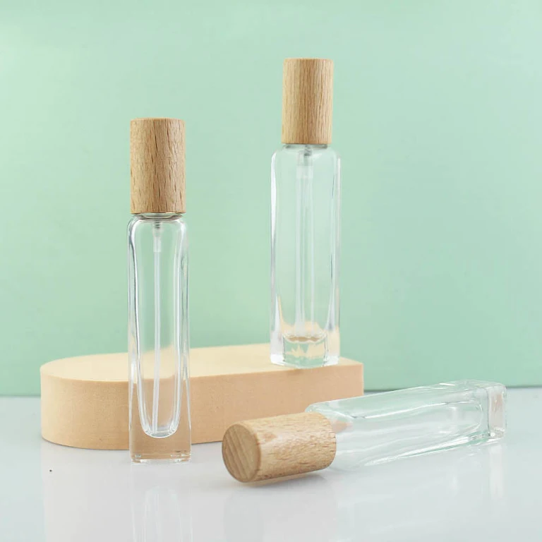 product 15ml wholesale  square perfume bottle spray bottle wooden cap glass perfume bottle-26