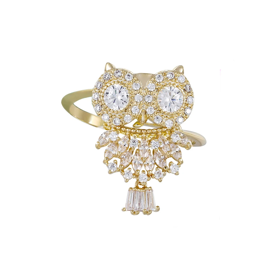 R-191Xuping 2019 elegant new arrival owl animals seried gold color plated ring for women