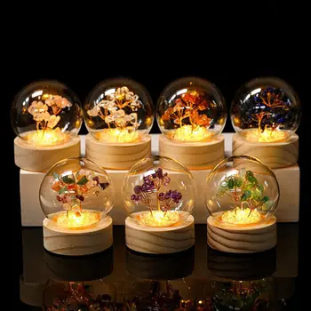 Chakra life LED Money fortune lighting Globe Night Light Mini Small Led Tulip Crystal Glass Ball Night Light Tulip Flowers Lamp