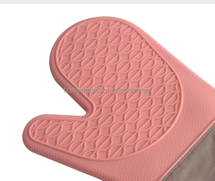 product novelty design dotted kitchen food grade silicone cotton double layer heat resistant customizable oven mitts bbq grill gloves-8