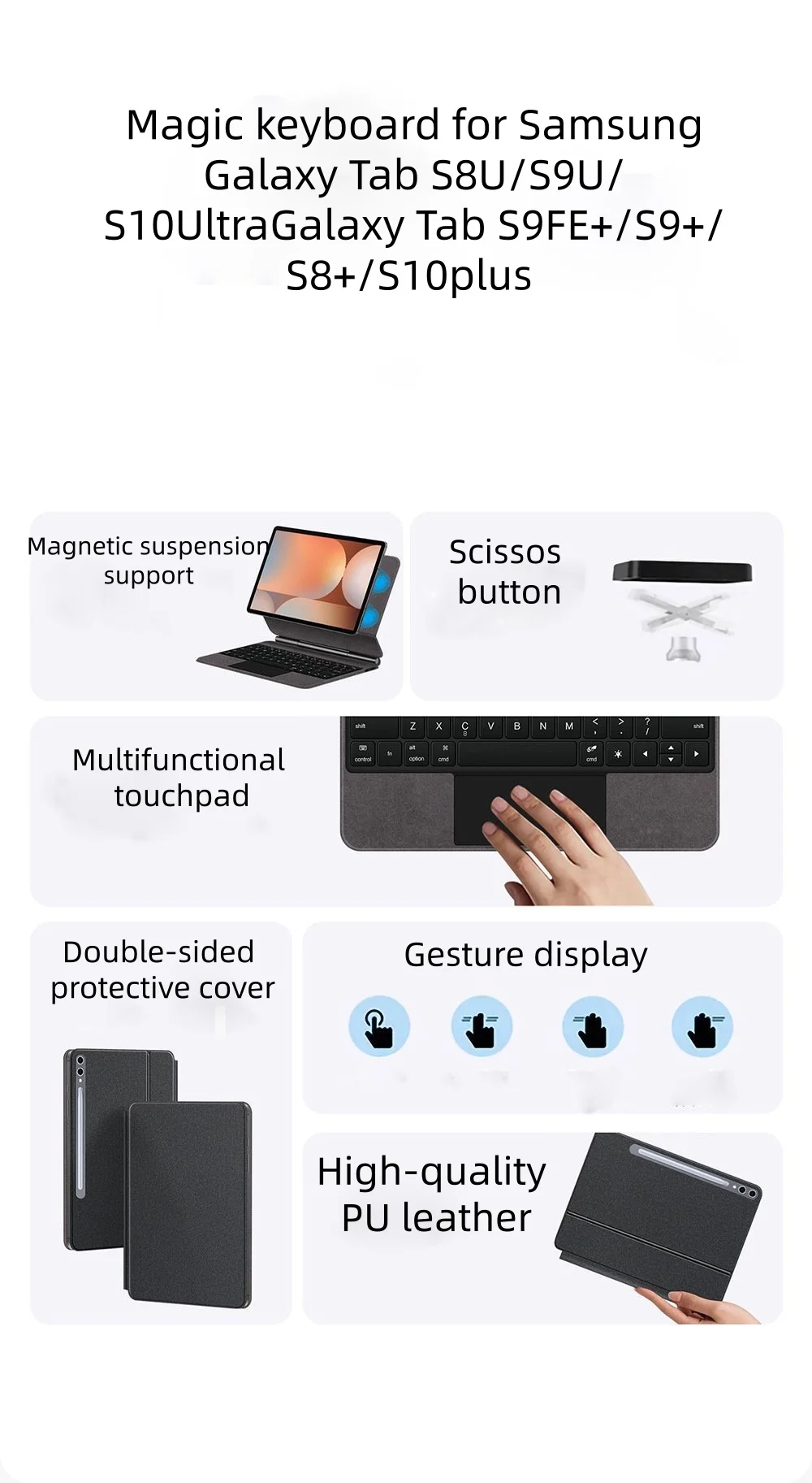 s10ultra 146 pu leather magnetic multi hand gesture touched scissor switch laudtec-1