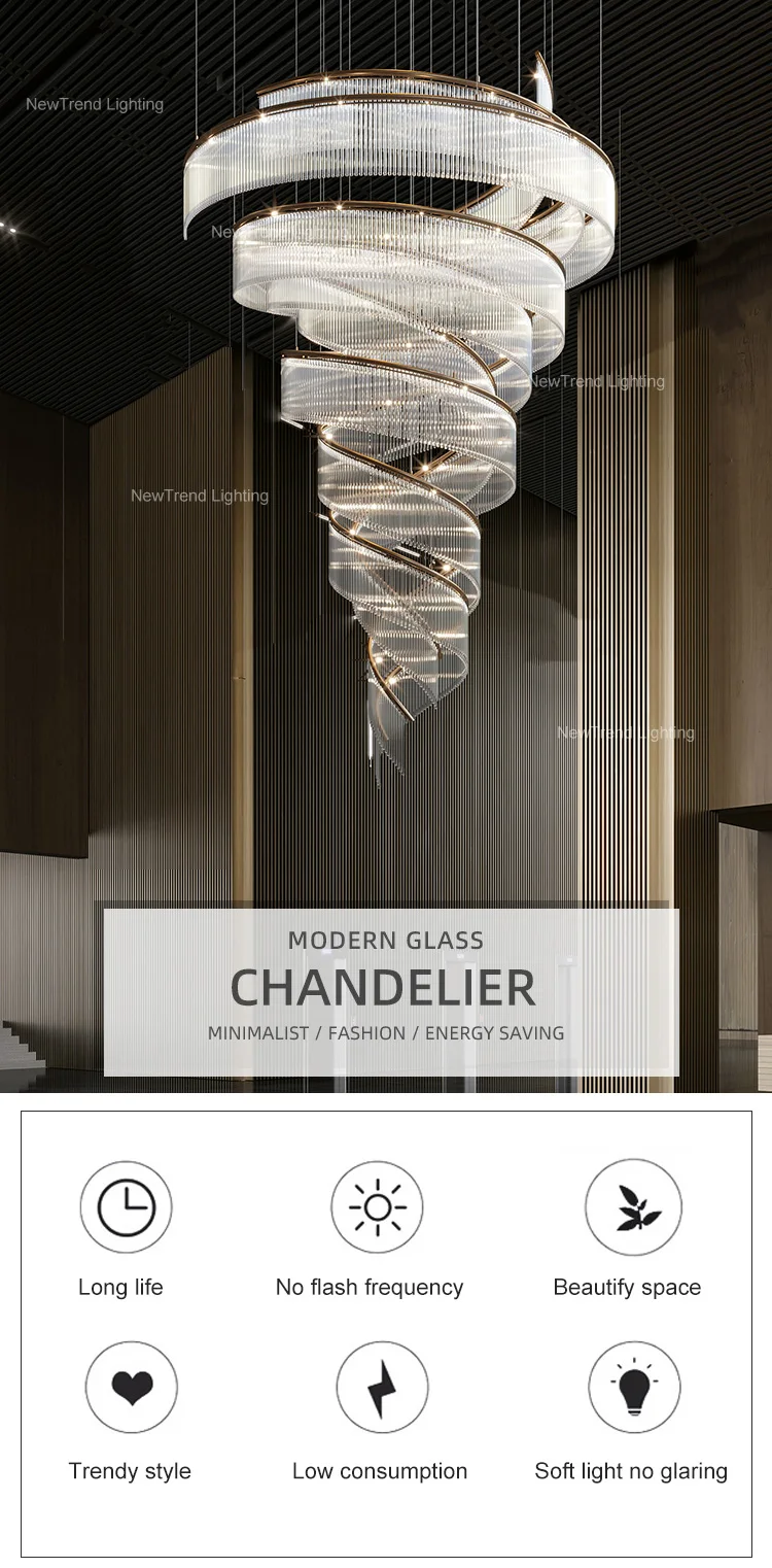 CPL-355 Contemporary Style Custom Indoor Decoration Hotel Hall Villa Staircase Led Chandelier Light supplier