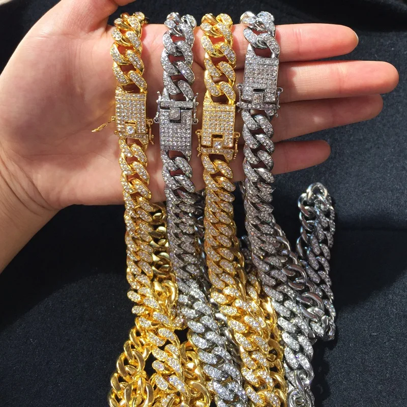 Gold Iced Out Cuban Link Chain Jewelry 