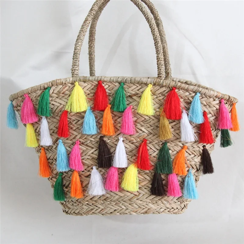 China factory supply summer handmade woven straw tote bag beach bag shopping bag