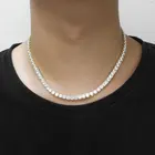 Gold Fashion Jewelry Gold Rose Gold Plated Iced Out Cut Round Bling Cz 4mm Tennis Bracelet Hip Hop