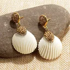 Earrings Natural Shell Scallop Bohemian Personality Geometric Hoop Earrings