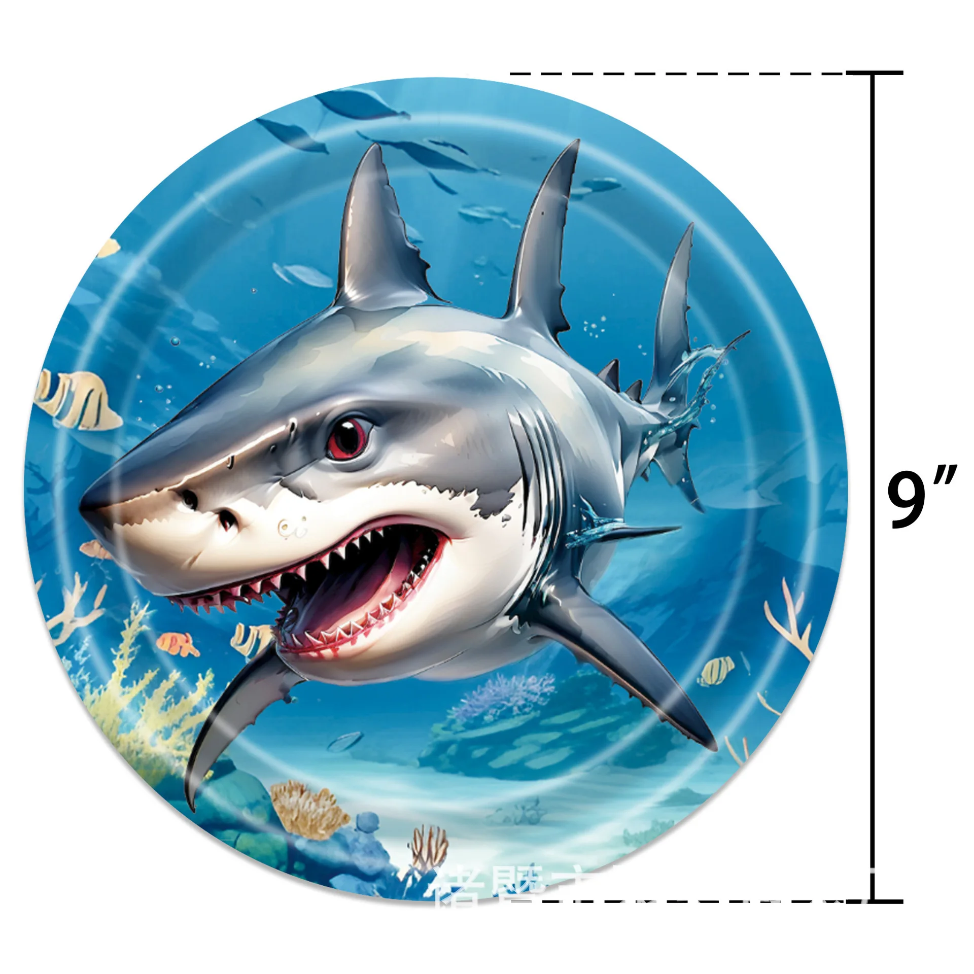 Disposable Blue Ocean Shark Paper Plates Tableware Set for Boys Baby Shower Pool Birthday Party Decorations