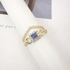 Ring Diamond 14K Real Gold Sapphire Romantic Wedding Ring Fine Jewelry 14k Solid Gold Diamond Ring Set