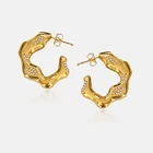 Enamel Earrings New Trend Design High Sense Light Luxury Irregular Wave Ring Shaped Pearl Enamel Earrings