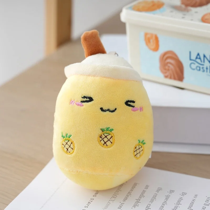 Cute Expression Milk Tea Cup Pendant Plush Toy Doll Bag Charm Key Chain Bag Hanging Decoration Boba Plush  Keychain