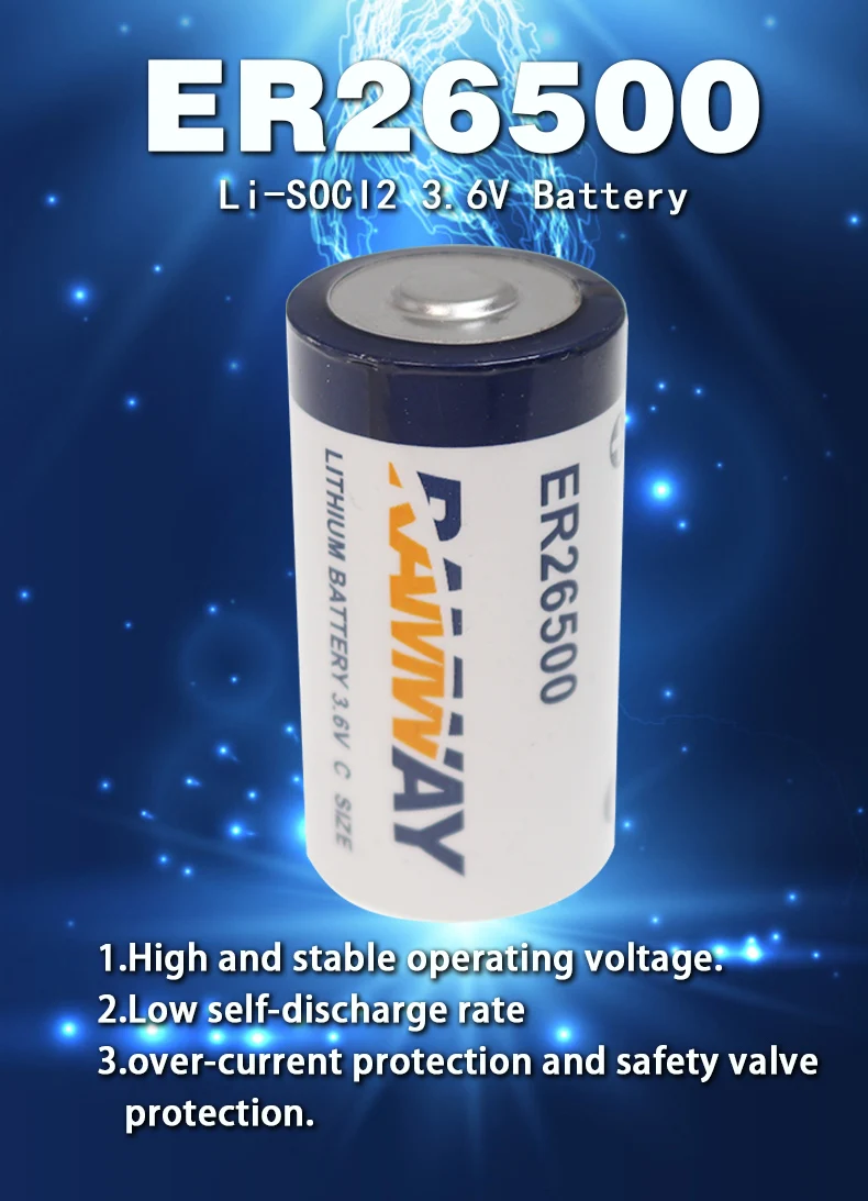 High Power 3 6v C Lithium Battery Li Soci2 Er26500 Battery 9ah Oil