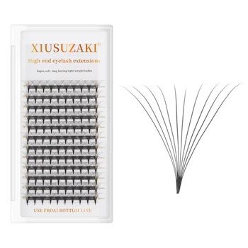 XIUSUZAKI Custom Sharp Narrow Stem Premade Fans Eyelash Extension 0.07mm 4D-10D lash spikes Premade Fan Eyelash Extension