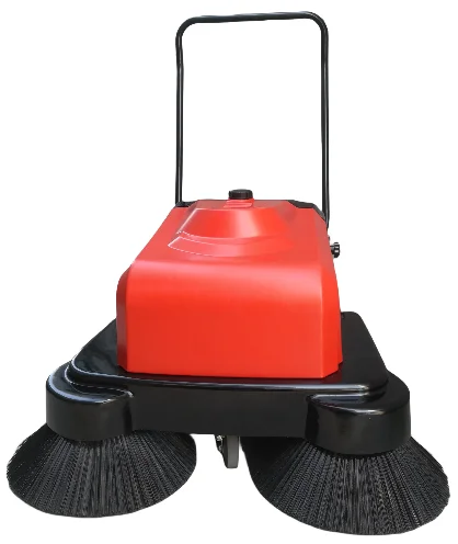 SW1050A Hand Push Industrial Street Sweeper Cleaning Machine Electric Road Floor Sweeper For Sale Red 48V75AH 1050mm