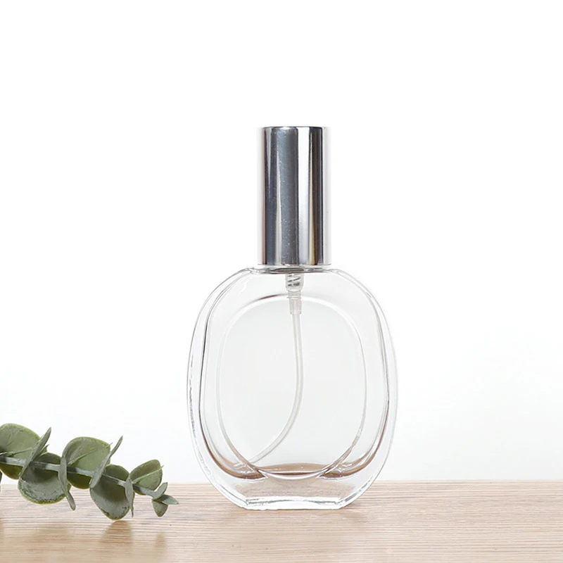 Wholesale 50ml Transparent Glass Perfume Bottle Round Flat Glass Perfume Bottle