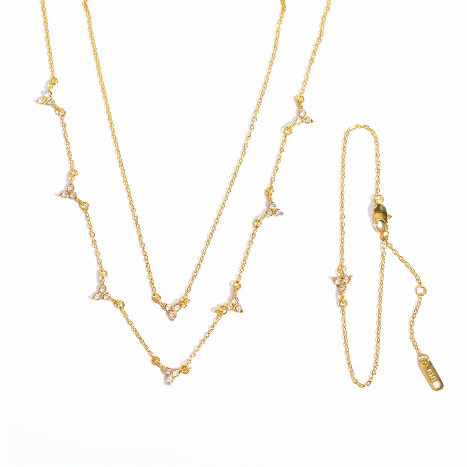 2023 new fashion stainless steel 18k gold plated delicate diamond choker necklace Bracelet set