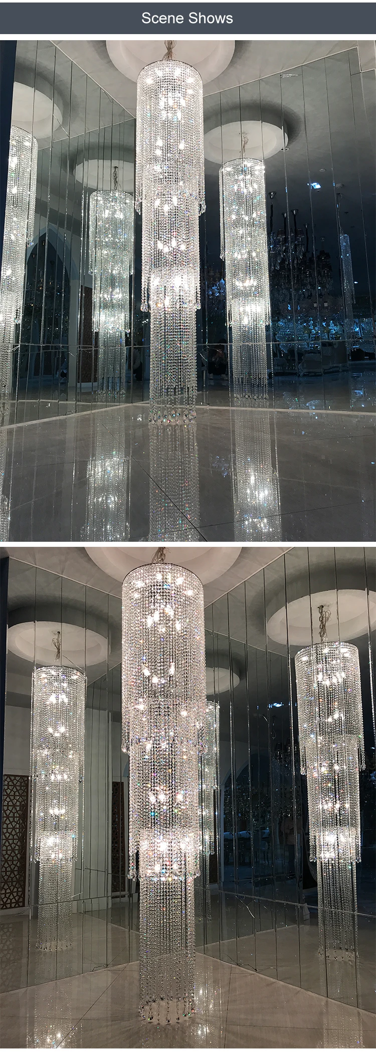 DO1011 Modern Style Indoor Decoration Fixture Ballroom Hall Staircase Crystal Led Chandelier details