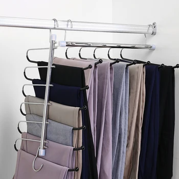 Magic Pants Hangers Space Saving Closet Multiple Layers Multifunctional