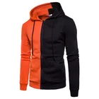 Satin Hoodie Custom Logo Plain Split 2 Tone Colour Block Cut And Sew Sweatshirts 2 Different Multi Color Block Hoodies