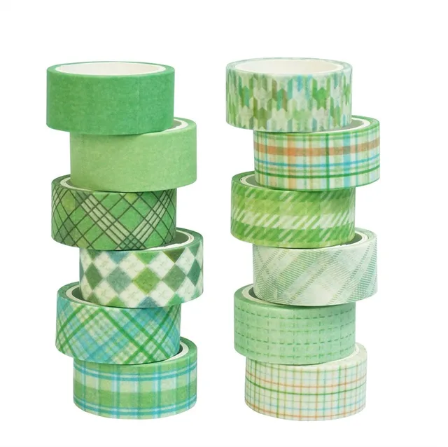 GF New Design 12 Rolls Multi-functions Plaid DIY Arts Crafts Decorative Masking Tapes Journals Planners Scrapbook Washi Tape Set