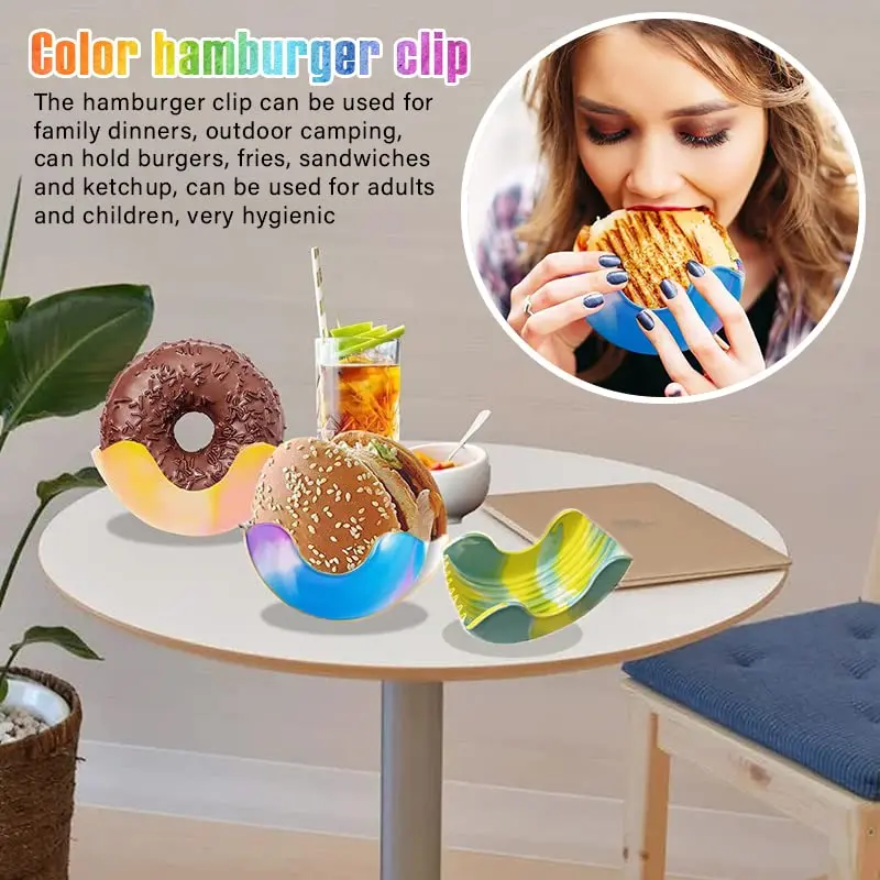 Retractable Reusable Hamburger Sandwich Burger Holders Fixed Box Clip Rack  Adjustable Hygienic Silicon French Fry Hamburger