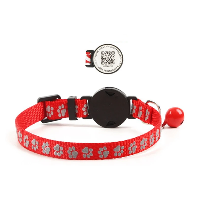 Hot Selling Silicone Reflective Dog Collar with QR Code & Paw ID Tags Durable Print Anti-Loss Tracking for Dogs