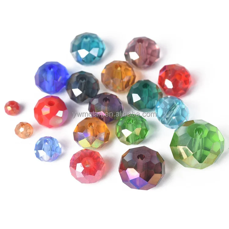 Rondelle Faceted Crystal Glass Loose Beads DIY Jewelry 10pcs Large 16mm 16x12mm 