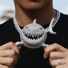 Pendants Custom Large Shark Iced Out Diamond Pendants Necklace Cubic Zircon Iced Out Jewelry