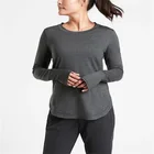 Cotton Spandex T-shirt OEM Custom Hiking Soft Drawable Performance Fabric Long Sleeve Cotton Spandex T-shirt For Women