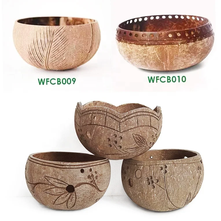 Customized Natural Eco Friendly Coconut Shell Bowl Coconut Fruit Salad