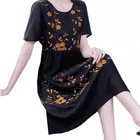 Vintage Embroidered Flowers Summer Dresses Women Lady Elegant Fashion Vintage Dress