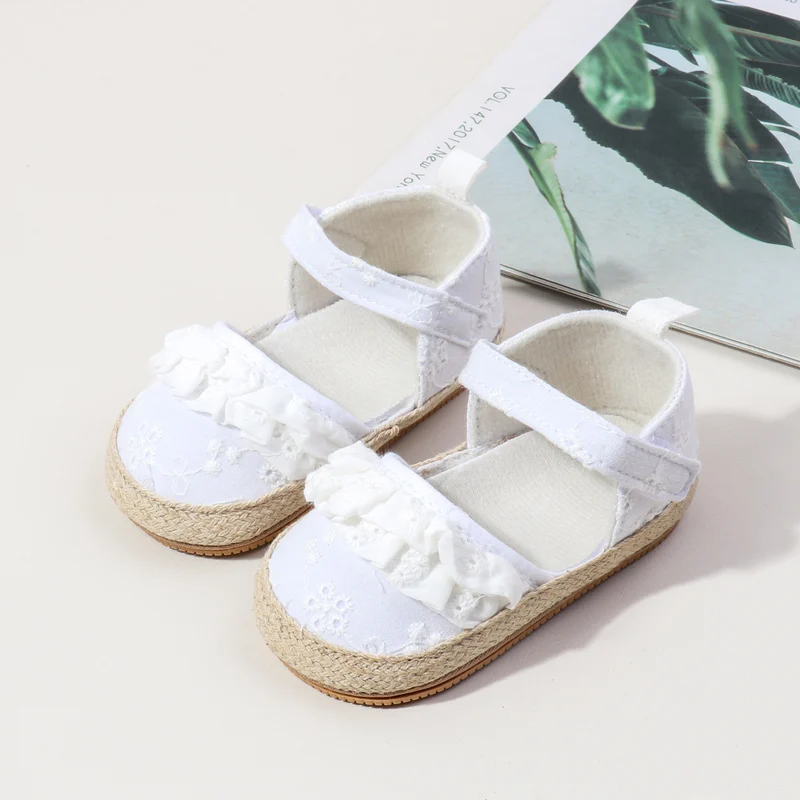 Newly Arrived Baby Girl Toddler Shoes with Non-Slip Soft Rubber Sole Lace Decoration Flat Breathable Solid Pattern Summer Spring supplier