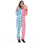 Adult Onesie Wholesale American Flag Adult Fleece Zipper Onesie For Women Pajama USA