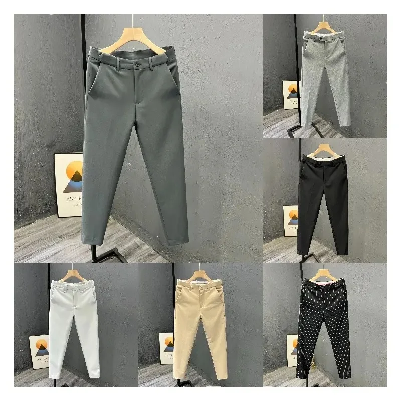 Streetstyle Wholesale Blank Office Khaki Mens Golf Pants Black Cotton Spandex Chino Casual Men Golf Trousers