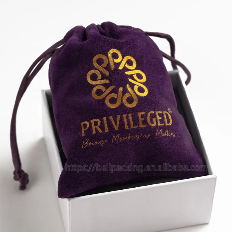 Customized Logo Printed Jewellery Pouch Jewellery Drawstring Dust Bag