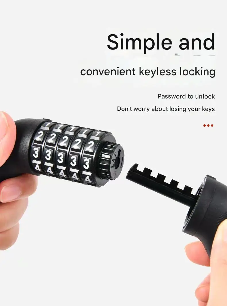 Waterproof Rust-Free ABS+Steel Black Anti-Theft Password Chain Lock for Mountain Bike/Electric/Battery Bike/Motorcycle