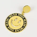 Earrings Earrings Earring Manufacturer Simple Round Smile Design Gold Plate Enamel Stud Zinc Alloy Earrings