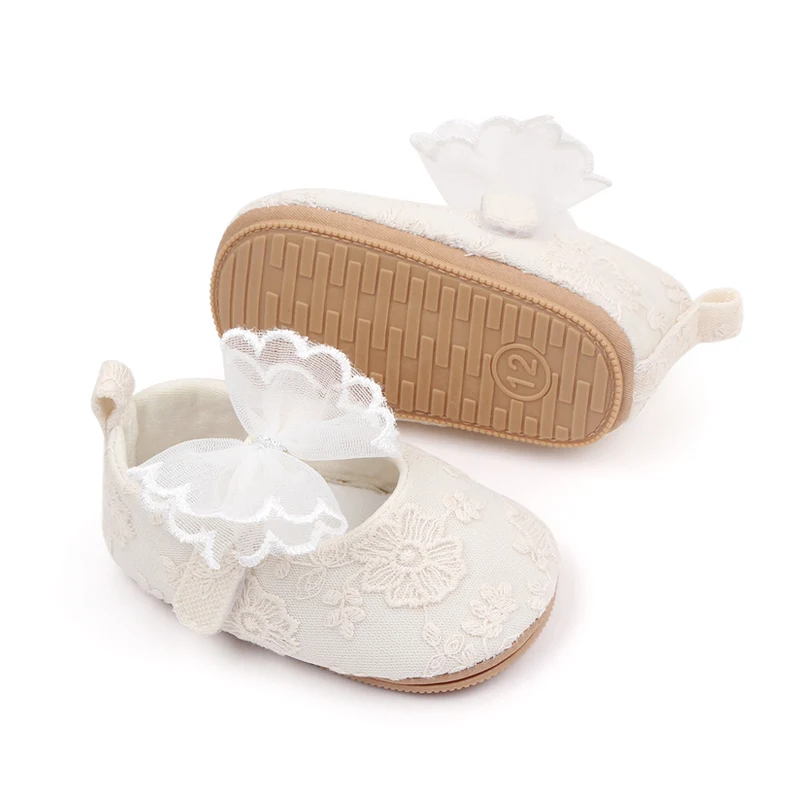 Spring and Autumn Solid Color Mesh Bow Soft Soled Non-slip Baby Toddler Shoes for Girls details