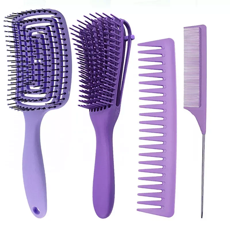 Europe Hot Sale Hair Brush Comb 4pcs High Quality Hair Straightener Comb Custom Logo Color Hair Comb